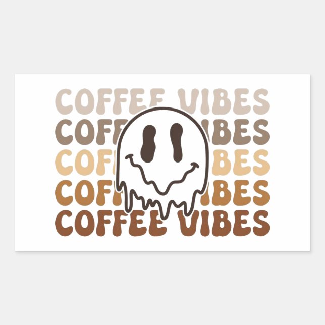 Pegatina Rectangular Coffee Vibes (Anverso)