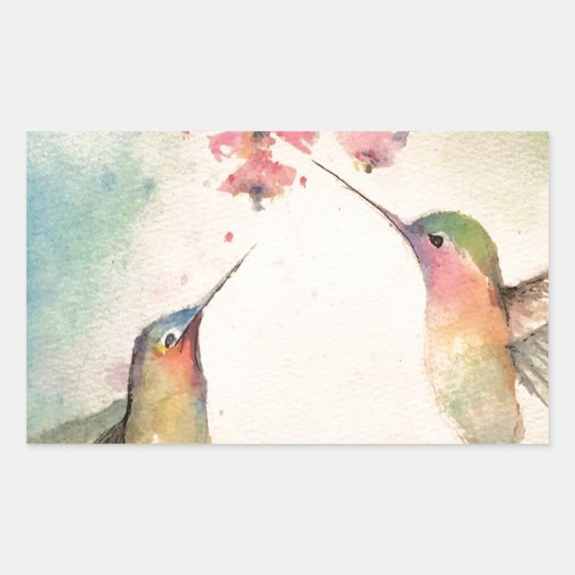 Pegatina Rectangular colibríes (Anverso)