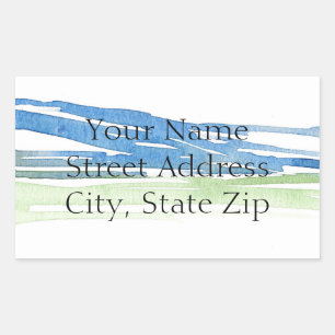 Pegatina Rectangular Colinas de acuarela minimalistas abstractas 4 etiq