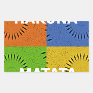 Pegatina Rectangular Collage de arte pop colorido y mensaje "Hakuna Mat