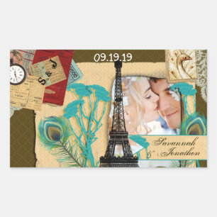 Pegatina Rectangular Collage de fotos Vintage personalizado