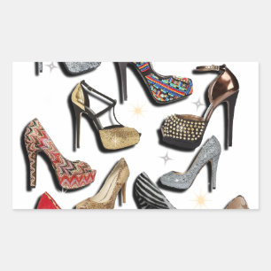 Pegatina Rectangular Collage de zapatos de tacón alto Sparkle Bombas de
