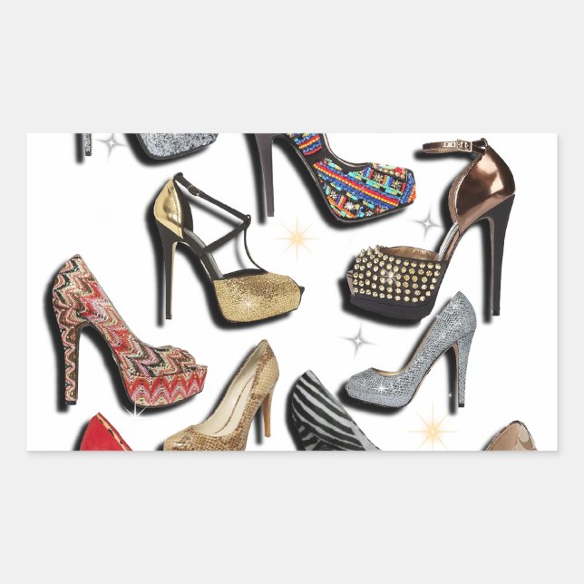 Pegatina Rectangular Collage de zapatos de tacón alto Sparkle Bombas de (Anverso)