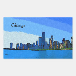 Pegatina Rectangular Collage Paint de Chicago Skyline