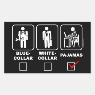 Pegatina Rectangular Collar, cuello blanco o pijama
