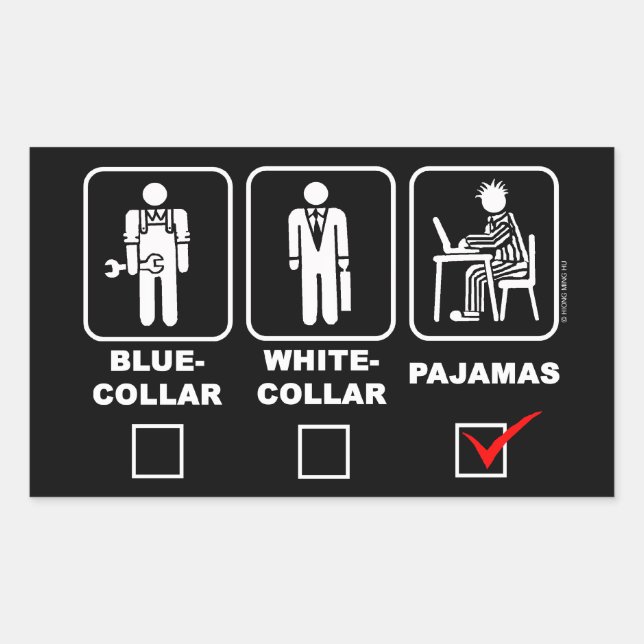Pegatina Rectangular Collar, cuello blanco o pijama (Anverso)