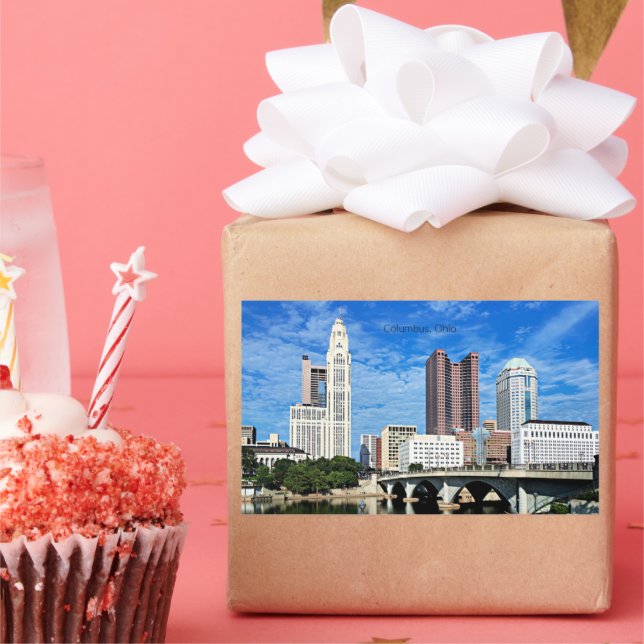 Pegatina Rectangular Colón, horizonte de Ohio (Fiesta)