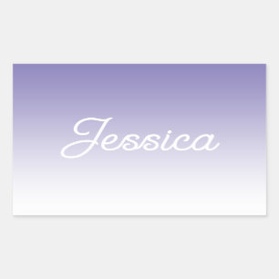 Pegatina Rectangular Color púrpura claro ombre (editable) y su texto