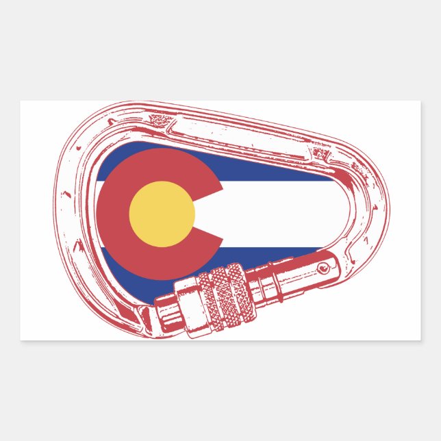 Pegatina Rectangular Colorado Climbing Carabiner (Anverso)