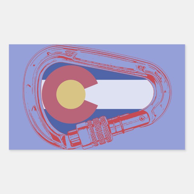 Pegatina Rectangular Colorado Climbing Carabiner (Anverso)