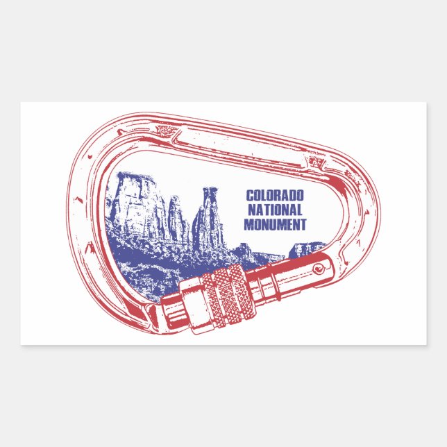 Pegatina Rectangular Colorado National Monument Climbing Carabiner (Anverso)
