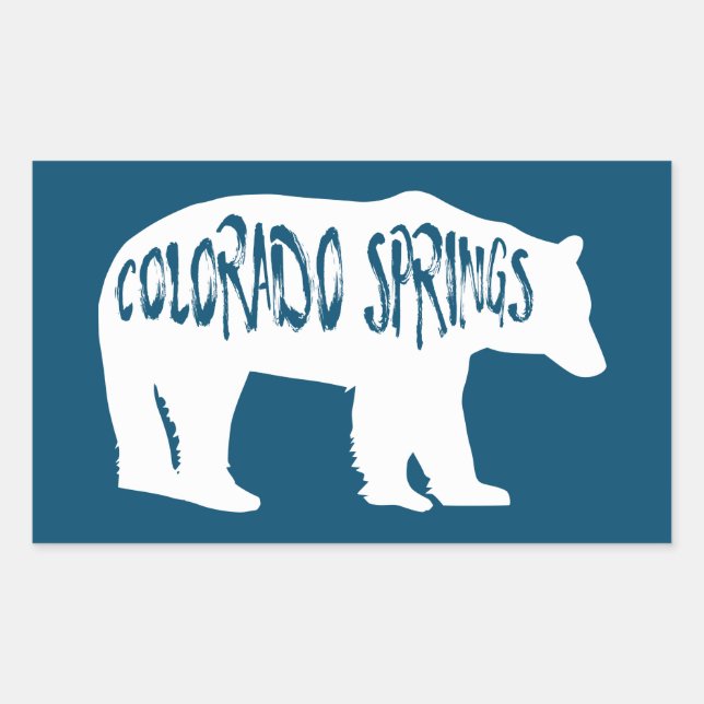 Pegatina Rectangular Colorado Springs Bear (Anverso)