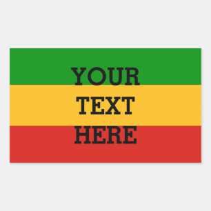 Pegatina Rectangular COLORES DE BANDERA RASTAFARI + tu texto
