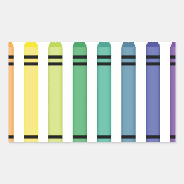 Pegatina Rectangular Colores de crayón (Anverso)