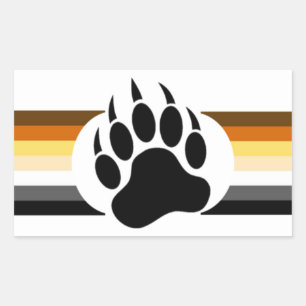 Pegatina Rectangular Colores de franjas de Orgullo de Oso y Pata de Oso