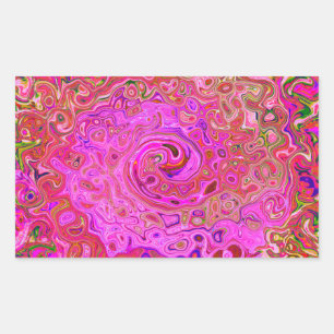 Pegatina Rectangular Colores de Marcado Rosado Caliente Resumen Swirl R