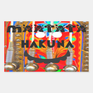 Pegatina Rectangular Colores del Carnaval de Samba Hakuna Matata brillo