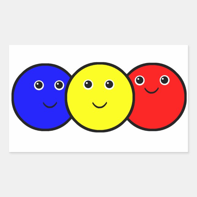 Pegatina Rectangular Colores Primarios (Anverso)