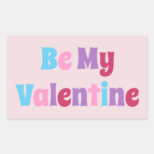 Pegatina Rectangular Colorful Be my Valentine