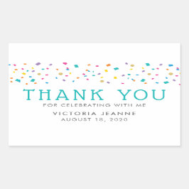 Pegatina Rectangular Colorida celebración del cumpleaños de Confetti gr