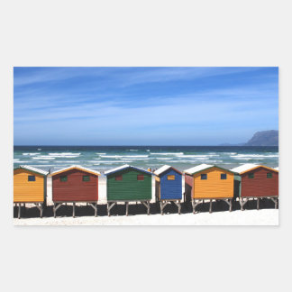 Pegatina Rectangular Coloridas cabañas de playa