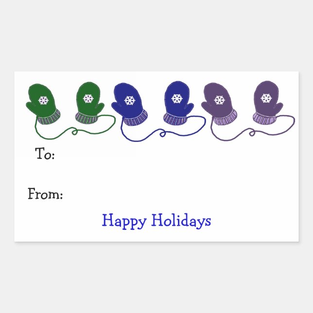 Pegatina Rectangular Coloridas Mittens (Anverso)