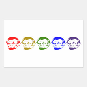 Pegatina Rectangular Colorido Abe Lincoln Resumen de arte