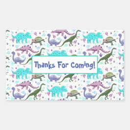 Pegatina Rectangular Coloridos Dinosaurios Galore Gracias Fiesta
