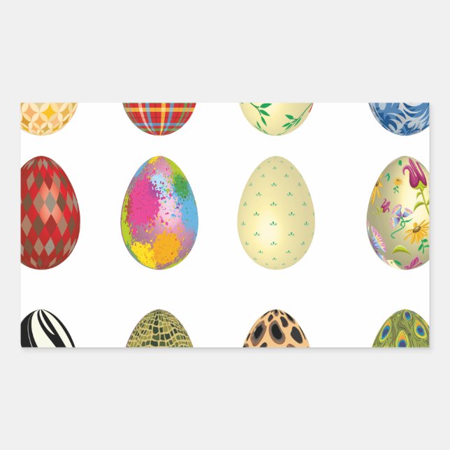 Pegatina Rectangular coloridos huevos de Pascua (Anverso)