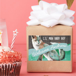 Pegatina Rectangular Colorosa acuática personalizada Madera de la paja