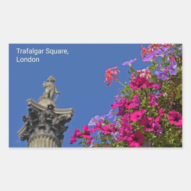 Pegatina Rectangular Columna de Trafalgar Square Nelson, Londres Reino  (Anverso)