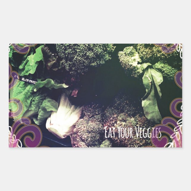 Pegatina Rectangular Coma tus verduras (Anverso)