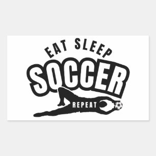 Pegatina Rectangular comer dormir fútbol repetir 