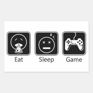 Pegatina Rectangular Comer, dormir, jugar