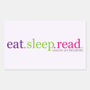Pegatina Rectangular Comer, dormir, leer - Conozco mis prioridades