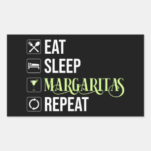 Pegatina Rectangular Comer Sleep Margaritas Repetir