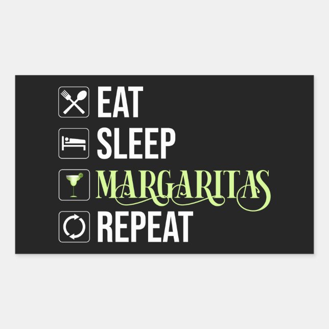 Pegatina Rectangular Comer Sleep Margaritas Repetir (Anverso)