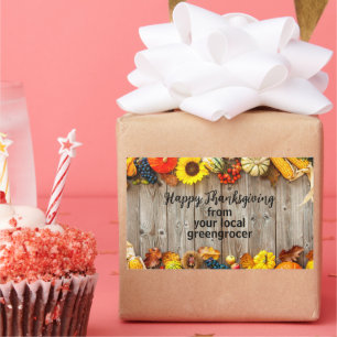 Pegatina Rectangular Comercialización de negocios Rustic Happy Acción d