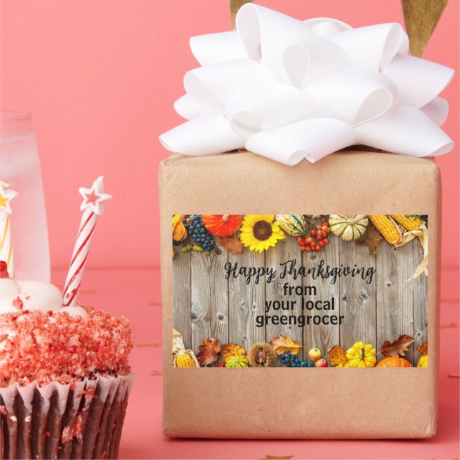 Pegatina Rectangular Comercialización de negocios Rustic Happy Acción d (Fiesta)