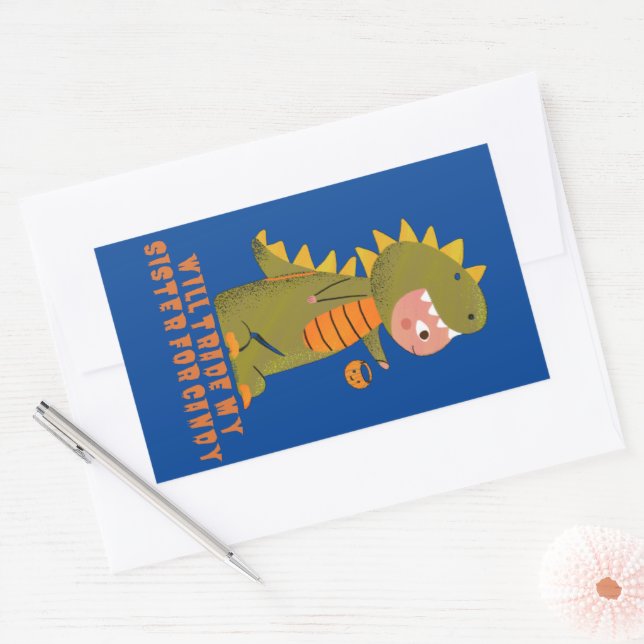 Pegatina Rectangular COMERCIALIZARÁ A MI HERMANA POR Halloween divertid (Sobre)