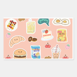 Pegatina Rectangular Comida Adorable Stickers Digitales | Descarga Inst