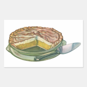 Pegatina Rectangular Comida Antigüa, Postre de Tarta de Limón con Meren