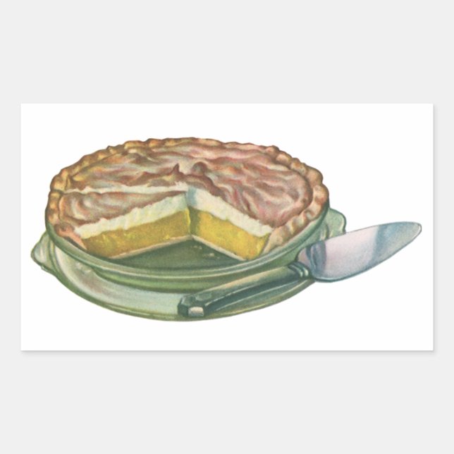 Pegatina Rectangular Comida Antigüa, Postre de Tarta de Limón con Meren (Anverso)