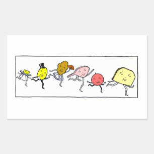 Pegatina Rectangular Comida favorita arte de cocina vintage