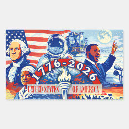 Pegatina Rectangular Commemorative 1776-2026 USA Semiquincentennial 