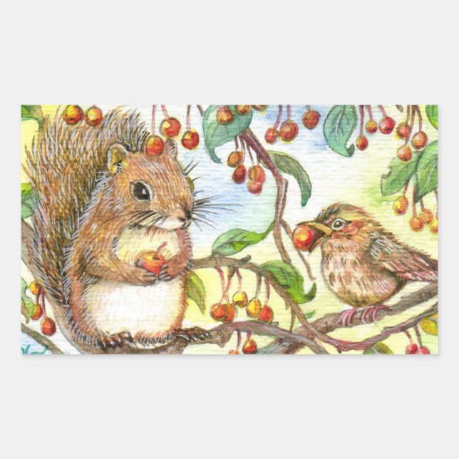Pegatina Rectangular Compartimos - ardilla y resplandor (Anverso)
