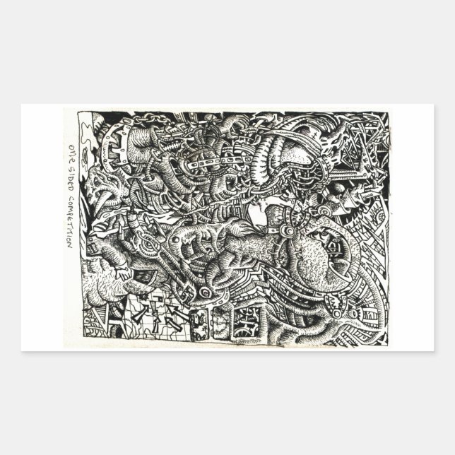 Pegatina Rectangular Competencia unilateral, de Brian Benson (Anverso)