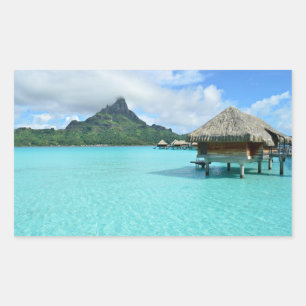 Pegatina Rectangular Complejo acuático de Bora Bora