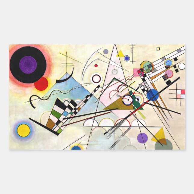 Pegatina Rectangular Composición 8 de Kandinsky (Anverso)