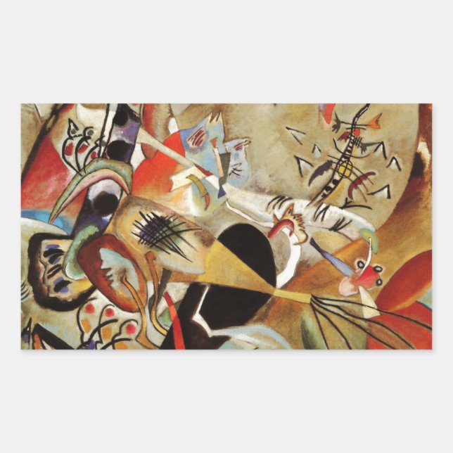 Pegatina Rectangular Composición abstracta de Kandinsky (Anverso)